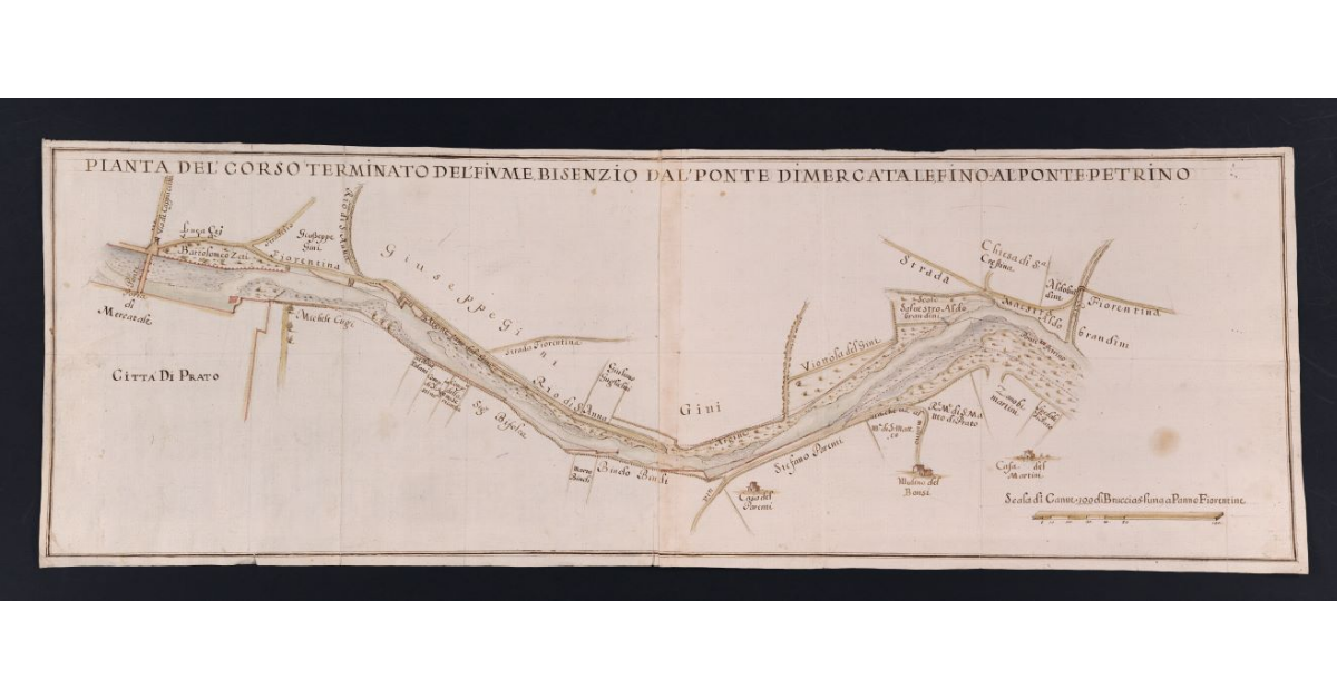 Pianta del corso terminato del fiume Bisenzio dal ponte di Mercatale fino al Ponte Petrino