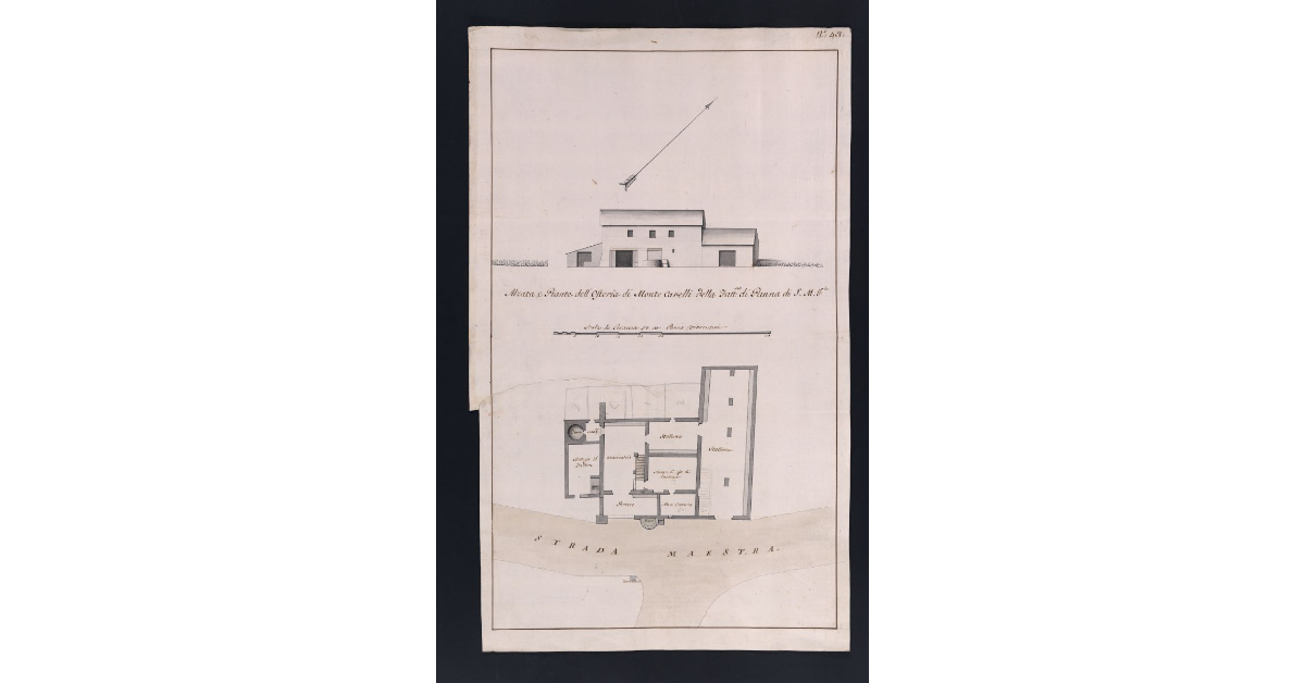 Alzata e Pianta dell'Osteria di Monte Carelli della Fattoria di Panna di S.M.I