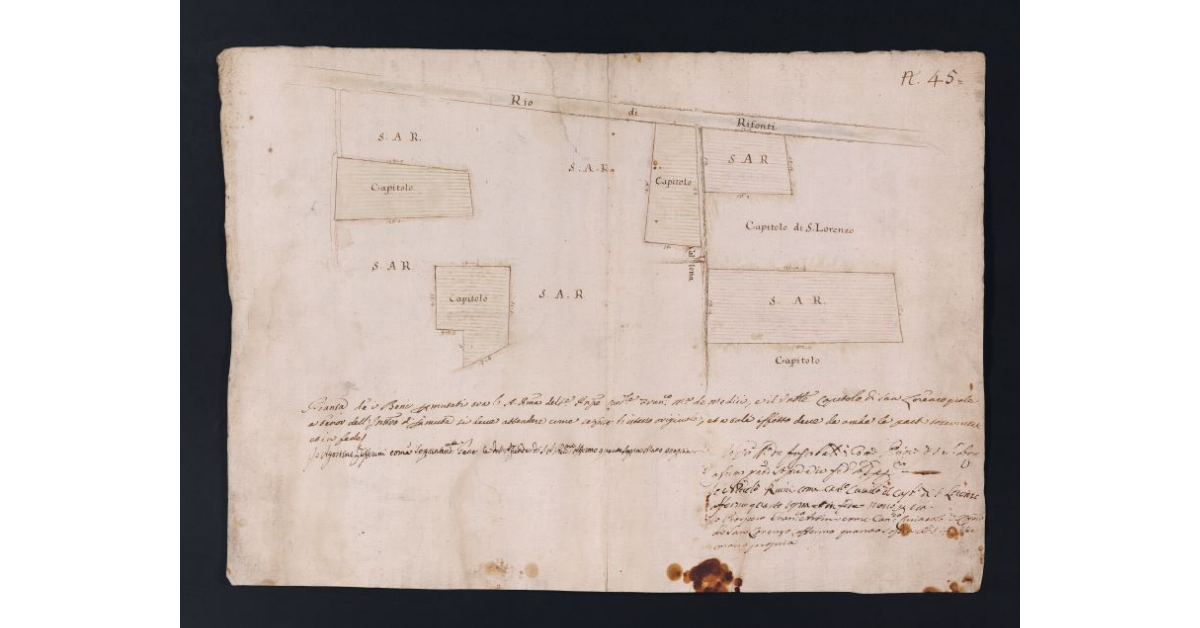 [Pianta di alcuni Beni posti all'Ambrogiana permutati tra il Cardinale Francesco Maria de' Medici ed il Capitolo di S. Lorenzo di Firenze]
