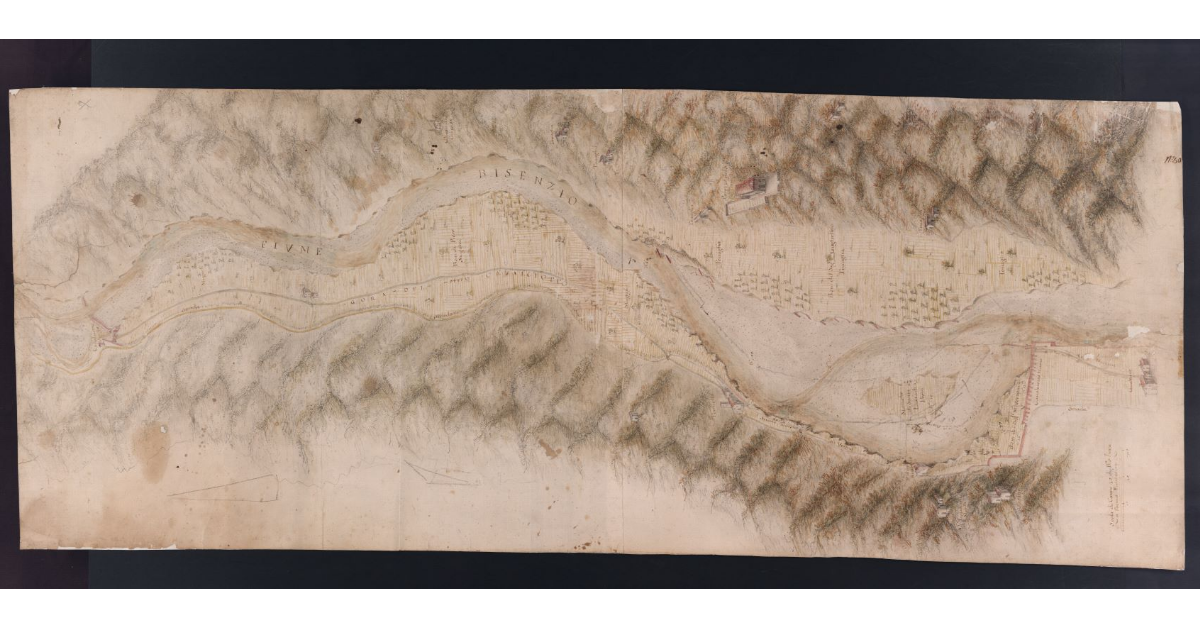 [Pianta del corso del fiume Bisenzio dal Cavalciotto vecchio al Cavalciotto nuovo]