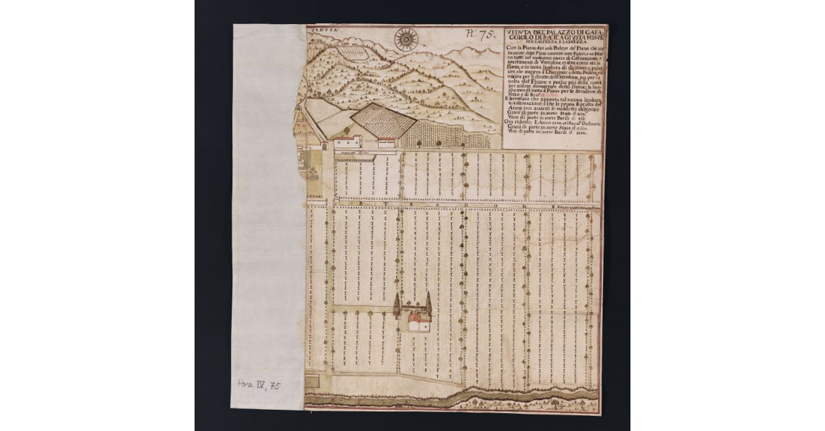 Veduta del Palazzo di Cafaggiolo di S.A.R. a giusta misura per l'altezza e la larghezza
