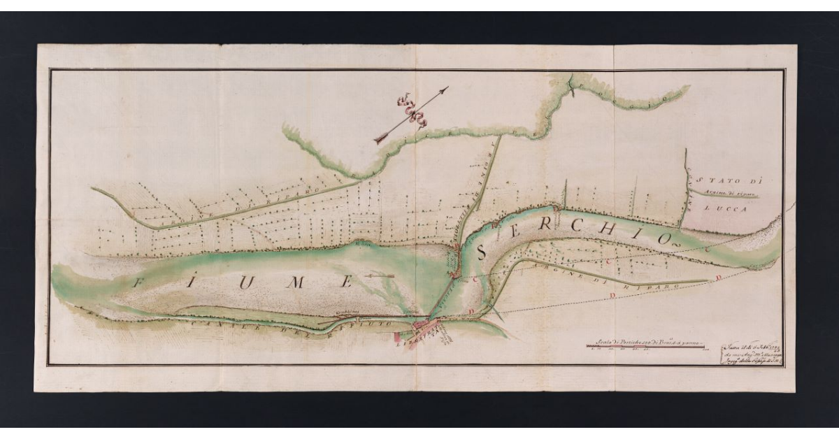 [Pianta di un tronco del fiume Serchio presso Ripafratta]