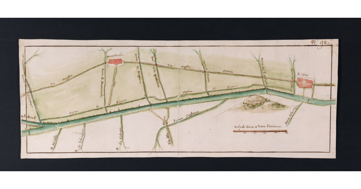 [Pianta di un tronco del fiume Arno presso la fattoria di Montevarchi]