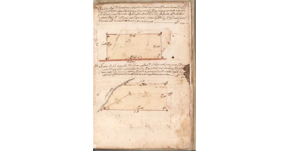 [Piante dei terreni assegnati alla Badia de’ Magi e a Matteo Carnesecchi nel piano di Bibbona]