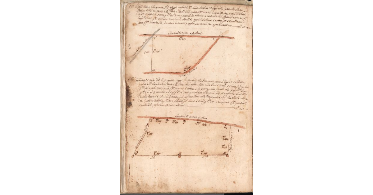 [Piante dei terreni assegnati agli eredi di Orazio Giovannetti ed alla Commenda di S. Giovanni nel piano di Bibbona]