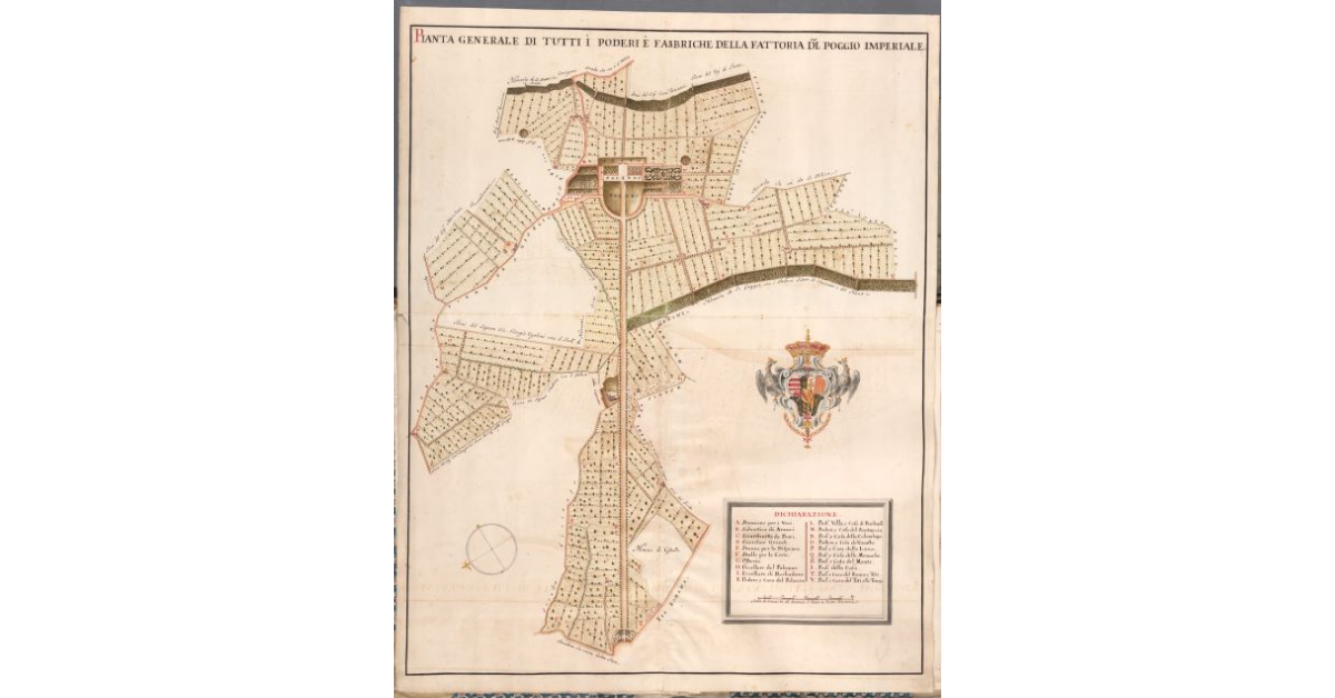 Pianta generale di tutti poderi e fabbriche della fattoria del Poggio Imperiale