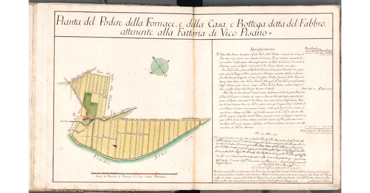 Pianta del Podere della Fornace, e della Casa, e Bottega detta del Fabbro, attenente alla Fattoria di Vico Pisano