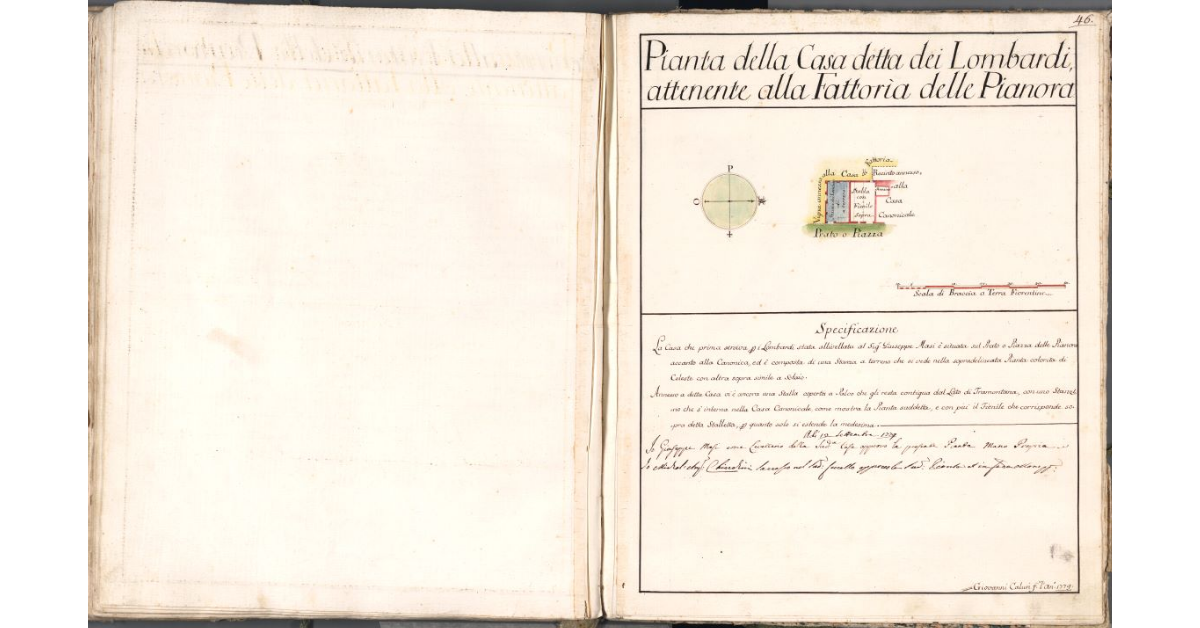 Pianta della Casa detta dei Lombardi, attenente alla Fattoria delle Pianora