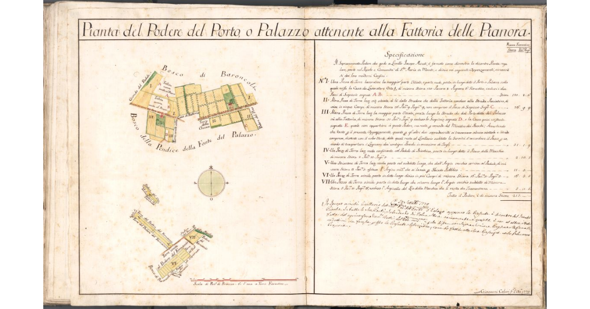 Pianta del Podere del Porto, o Palazzo attenente alla fattoria delle Pianora