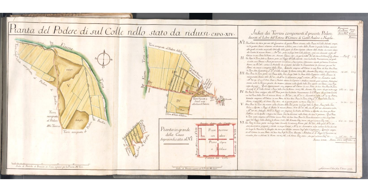 Pianta del Podere di sul Colle nello stato da ridursi