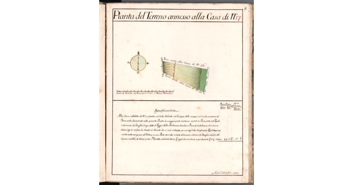 Pianta del Terreno annesso alla Casa di N. 17