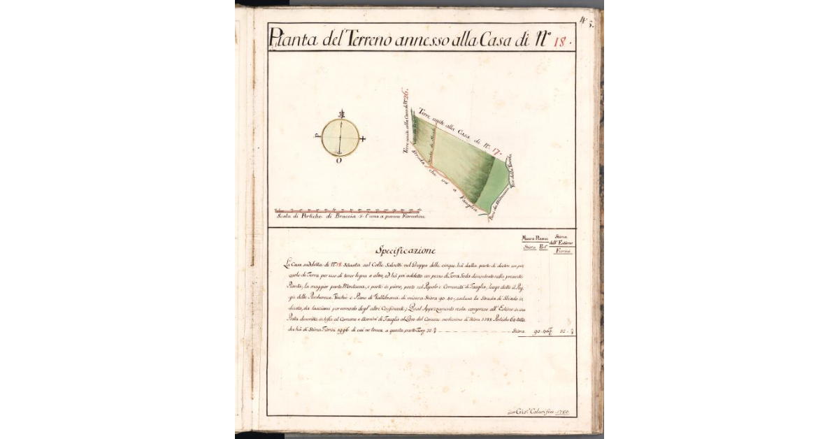 Pianta del Terreno annesso alla Casa di N. 18