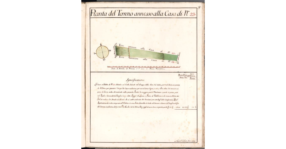 Pianta del Terreno annesso alla Casa di N. 23