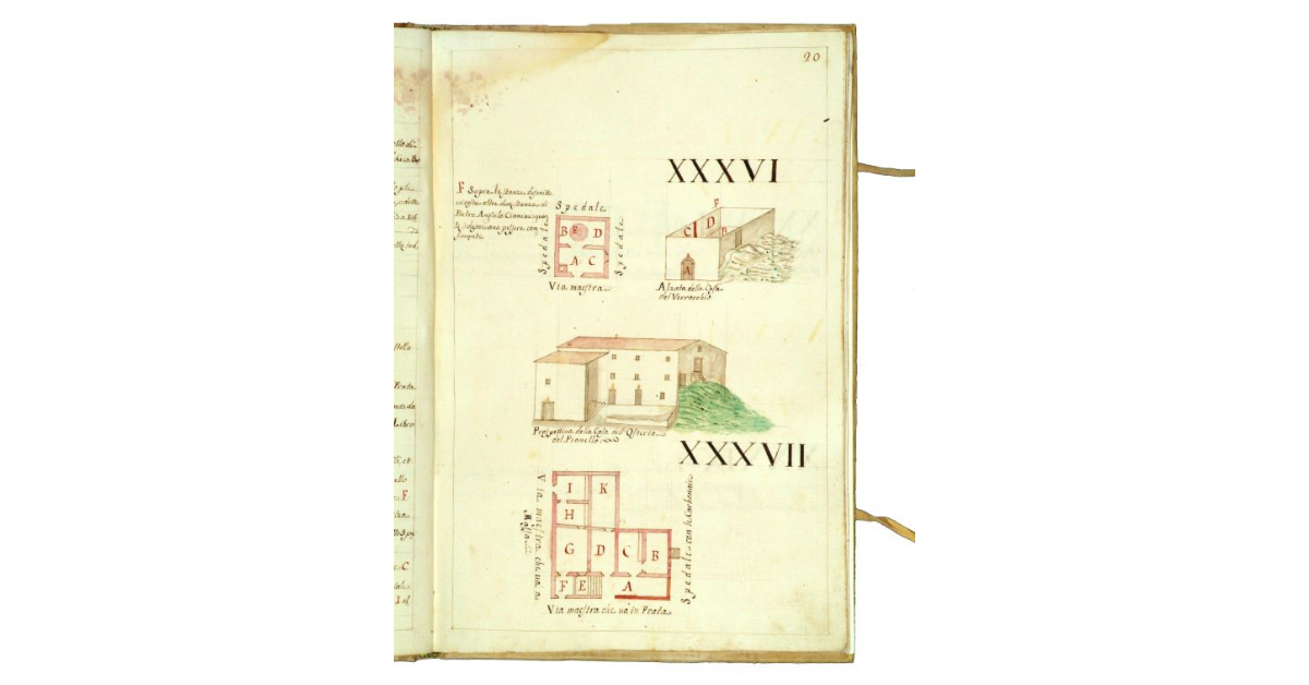 [Alzati e piante delle case di proprietà della Grancia di Prata]