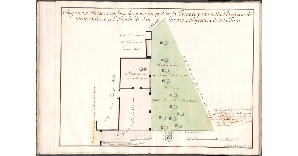 Magazzino, e Piaggione con fosse da grano luogo detto la Fornace posto nella Potesteria di Montevarchi, e nel Popolo di S. Lorenzo, e Propositura di detta Terra