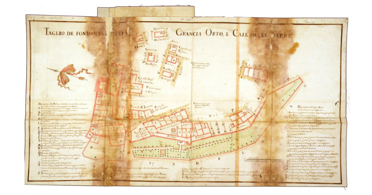 Taglio de fondamenti della Grancia, orto, e case delle Serre