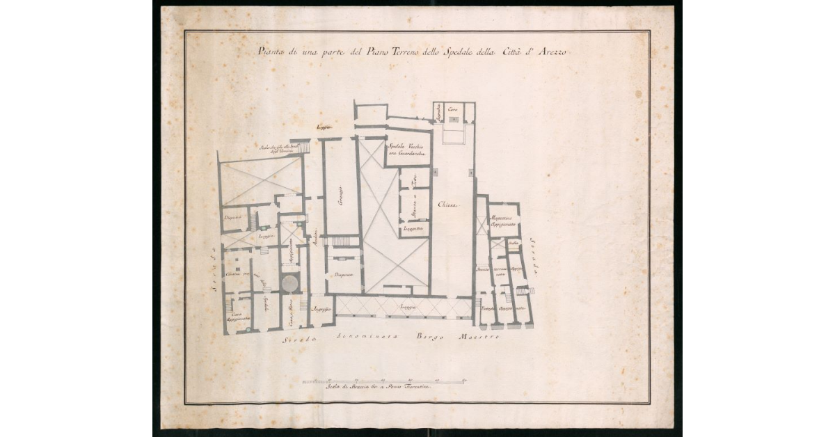 Pianta di una parte del piano terreno dello Spedale della Città d'Arezzo
