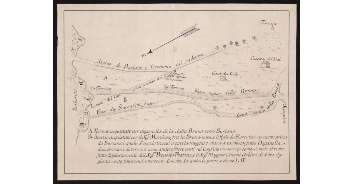 [Territorio di Buriano lungo il corso del fiume Bruna in località Acquisti]