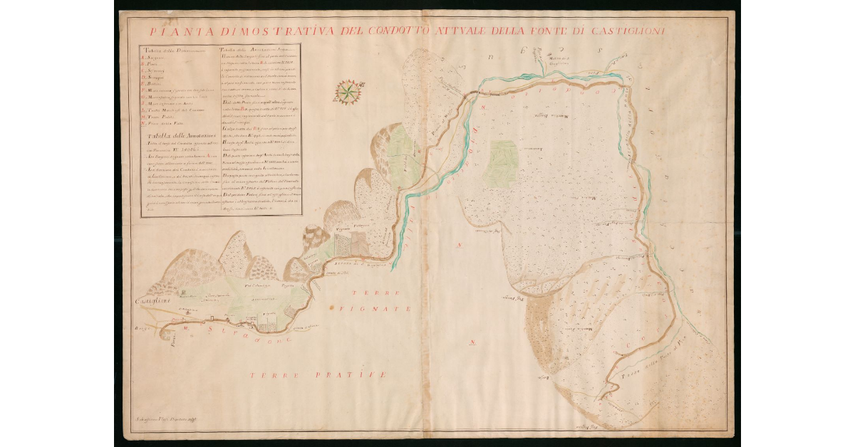 Pianta dimostrativa del condotto attuale della Fonte di Castiglioni
