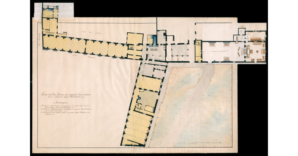 Pianta del pian terreno del soppresso Conservatorio di Santa Caterina degli Abbandonati