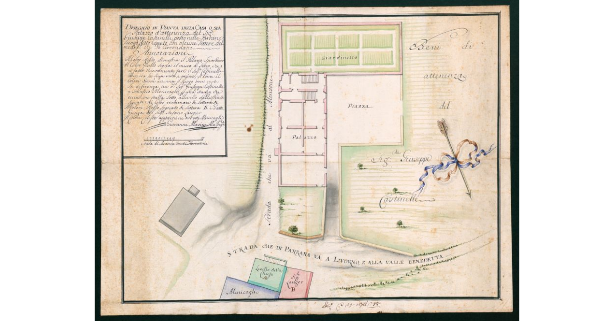 Disegno in pianta della Casa o sia Palazzo d'attenenza del Sig.Giuseppe Castinelli posto nelle Parrane luogo detto Cappeto