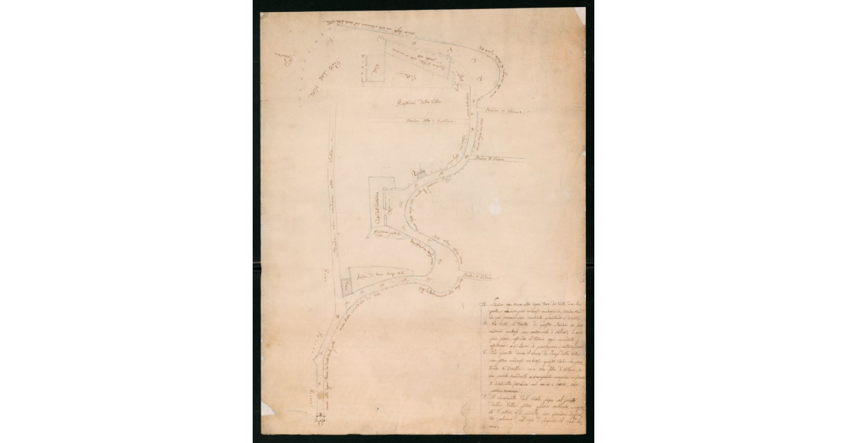 [Disegno topografico schematico della villa e podere di Bellosguardo]
