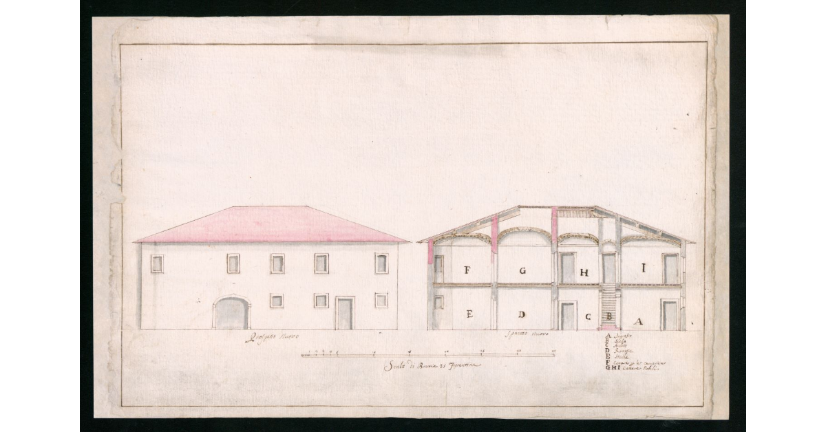 [Prospetto e spaccato della villa di S.Martino con progetto di sopraelevazione]