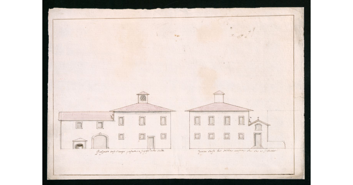 [Prospetto e facciata della villa di S. Martino con progetto di sopraelevazione]