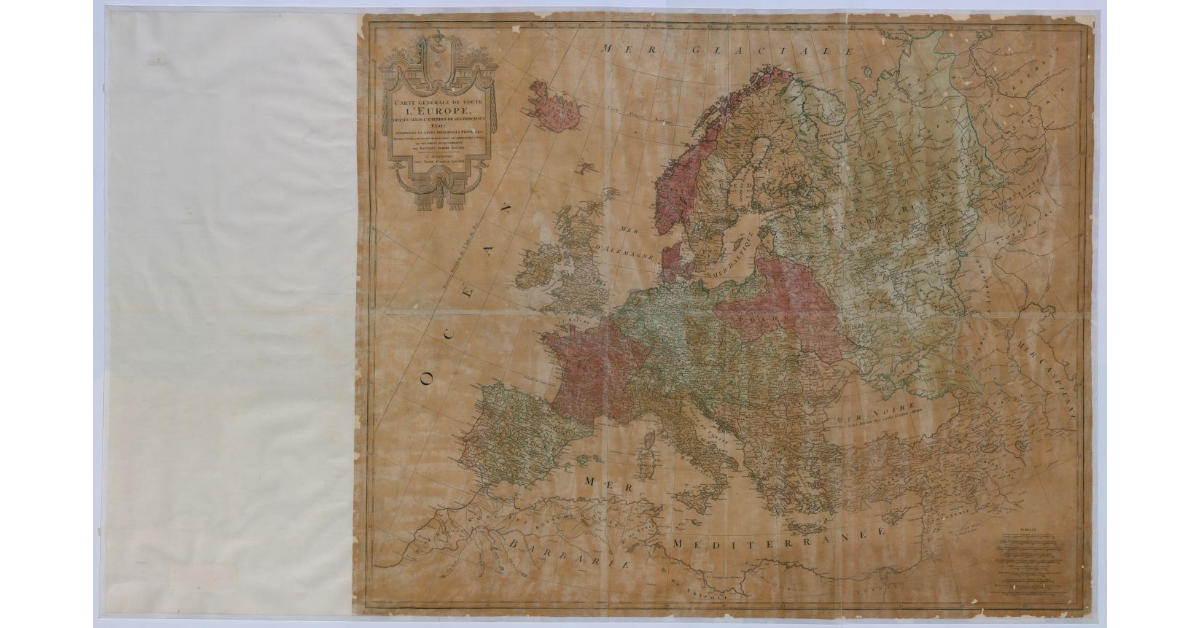 Carte générale de toute l'Europe divisée selon l'étendue de ses principaux Etats subdivisée en leurs principales Provinces representéesur six feuilles d'après les meilleures cates qui ont parues jusqu'à present