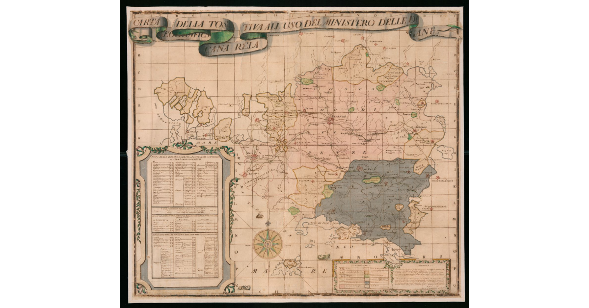 Carta geografica della Toscana relativa all'uso del Ministero delle Dogane