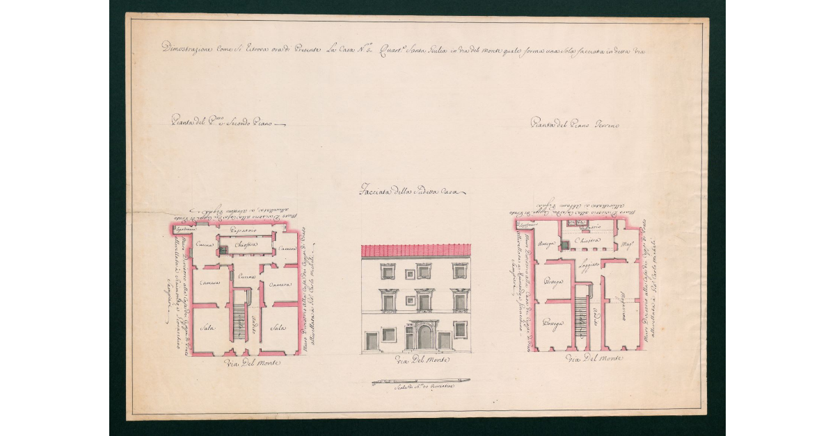 Dimostrazione come si ritrova ora di presente la Casa numero 3 quartiere S.Giulia in Via del Monte qual forma una sola facciata in detta via