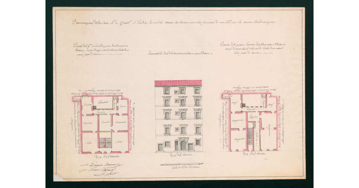 Dimostrazione della Casa numero 3 quartiere S.Giulia in Via del Monte che forma una sola facciata in via suddetta con la nuova rimodernazione