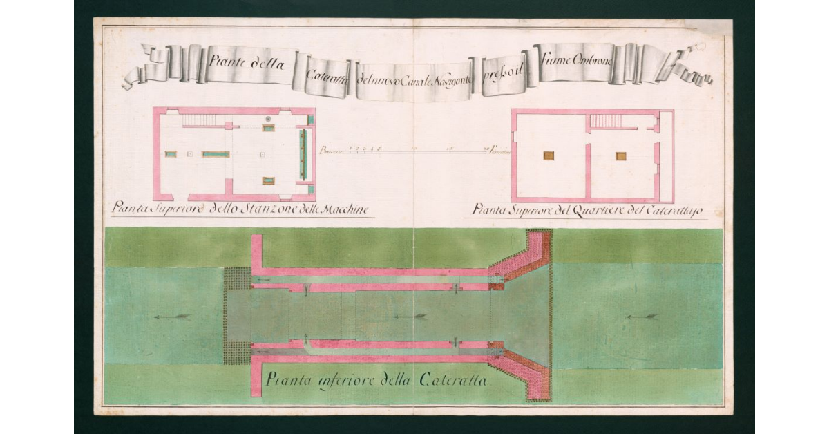 Pianta della Cateratta del nuovo Canale Navigante di Grosseto presso il fiume Ombrone