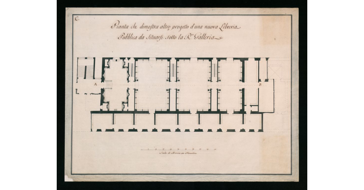 Pianta che dimostra altro progetto di una nuova Libreria Pubblica da situarsi sotto la R.Galleria