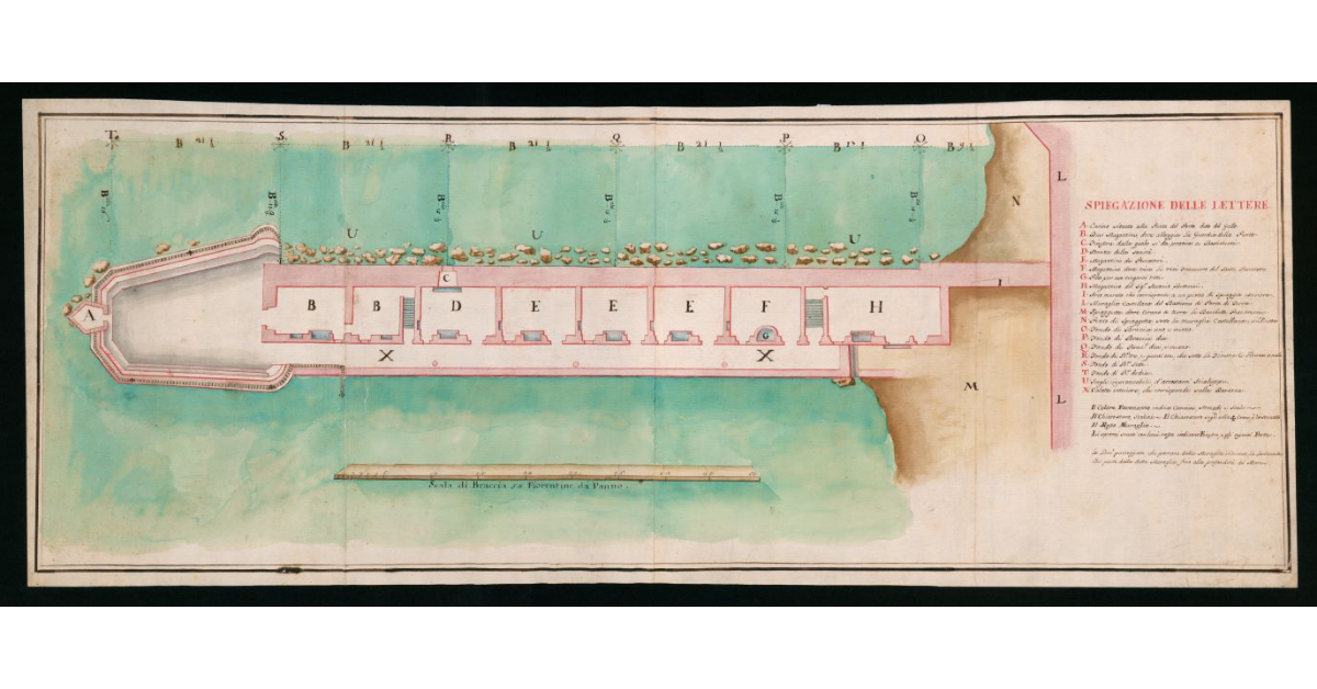 [Planimetria del molo e magazzini del porto di Livorno]