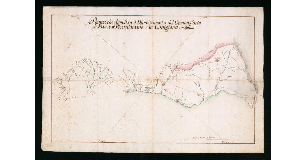 Pianta che dimostra il Dipartimento del Commissario di Pisa col Pietrasantino, e la Lunigiana