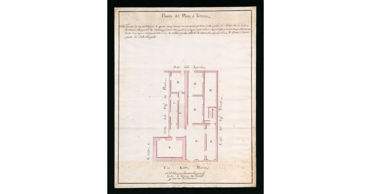 [Pianta del piano terreno di una casa di abitazione posta in Via S.Maria]