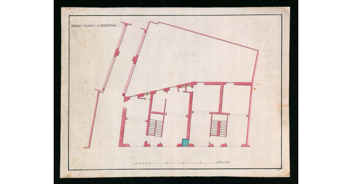 [Pianta relativa al primo piano di un fabbricato annesso alle mulina di S.Niccolò e adibito a civili abitazioni e a botteghe]