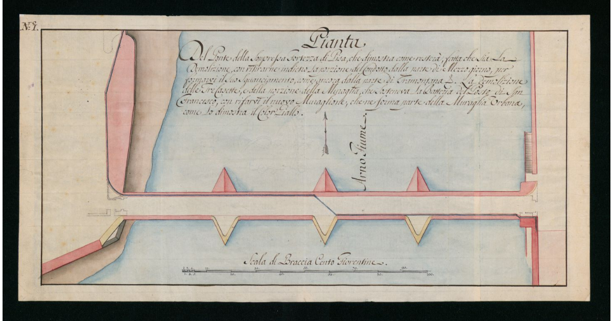 Pianta del Ponte della soppressa Fortezza di Pisa che dimostra come resterà fatta che sia la demolizione . . .