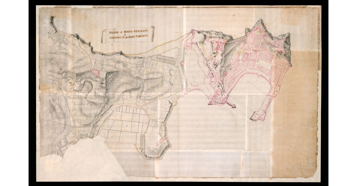 Pianta di Porto Ferraio o Cosinopoli nell'Elba Toscana