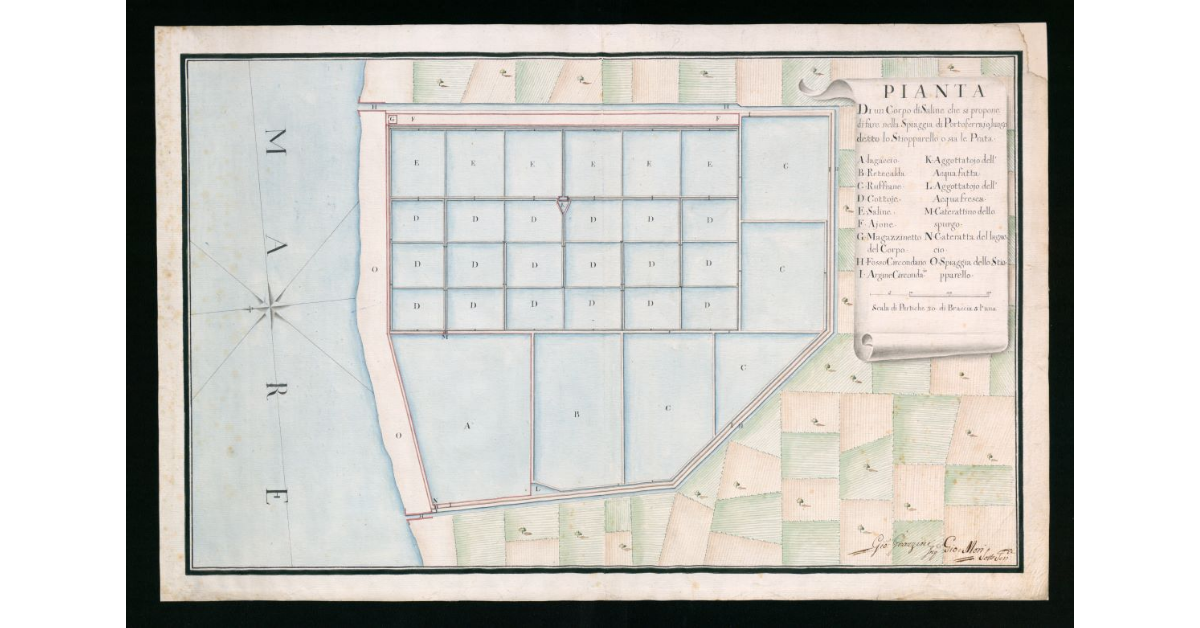 Pianta di un corpo di Saline che si propone di fare nella spiaggia di Portoferraio, luogo detto lo Stiopparello o sia le Prata