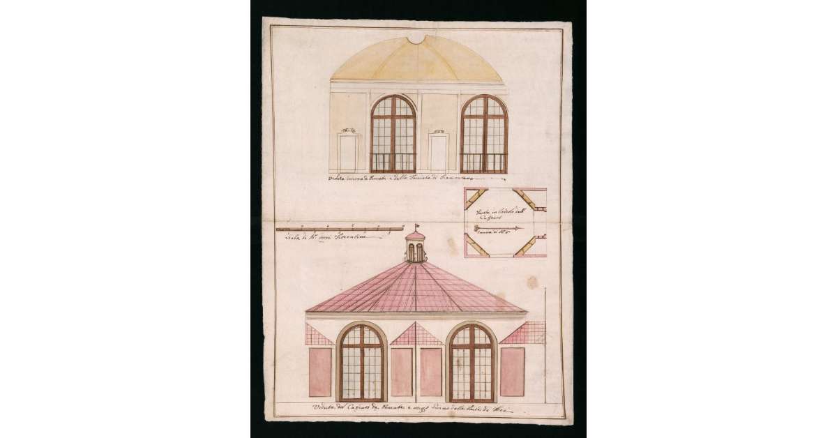 [Veduta e pianta del "Cafeaos" di Boboli]