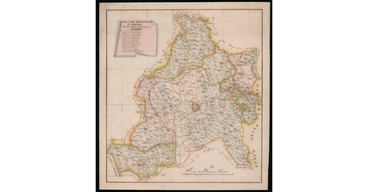 Carta del Territorio d'Arezzo diviso nelle sue comunità