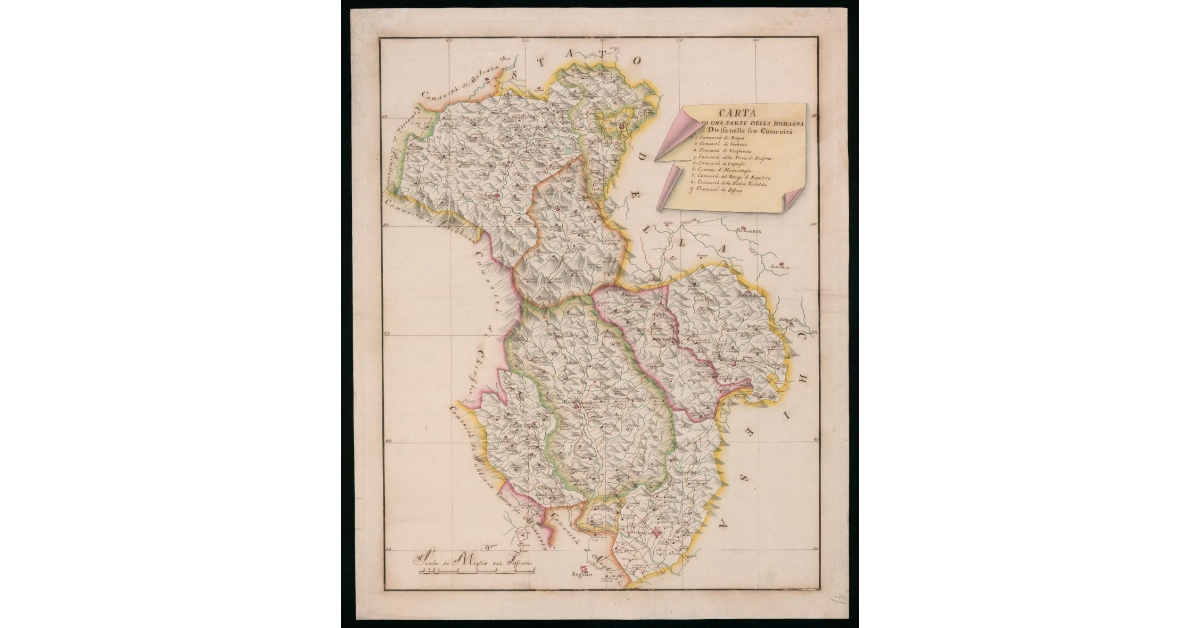 Carta di una parte della Romagna divisa nelle sue comunità