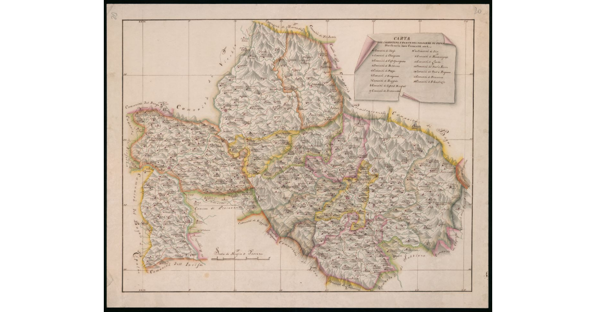 Carta del Casentino e parte del Valdarno di Sopra divisa nelle loro comunità