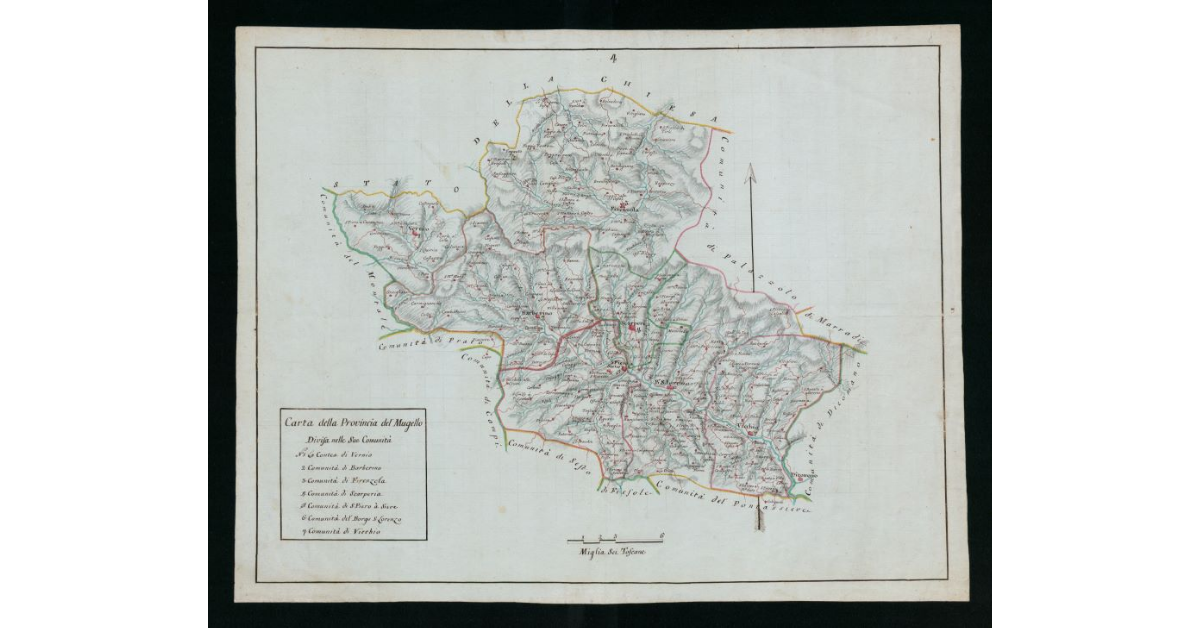 Carta della Provincia del Mugello divisa nelle sue comunità