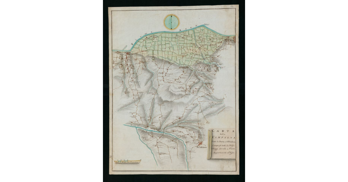 Carta della Campagna fuori di Porta S. Frediano compreso tutte le Chiese, Villaggi, Strade e Fiumi appartenenti ad essa