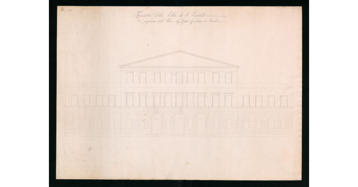 Facciata della Villa di S. Vivaldo di proprietà dell'Ill.mo Sig.re Conte Girolamo de Bardi