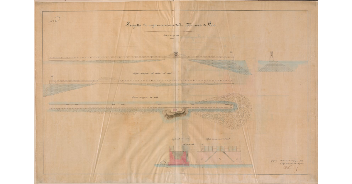 Tav.2 - Progetto di organizzazione delle Miniere di Rio. Alzato e pianta del Molo