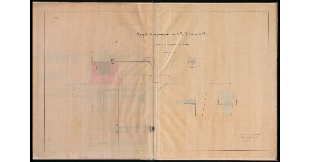 Tav.3 - Progetto di organizzazione delle Miniere di Rio. Apparato per la caricazione del minerale